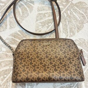 DKNY Brown Crossbody Bag with Signature Monogram